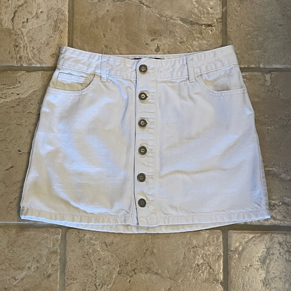 White Denim Button-Up Women's Skirt HOLLISTER